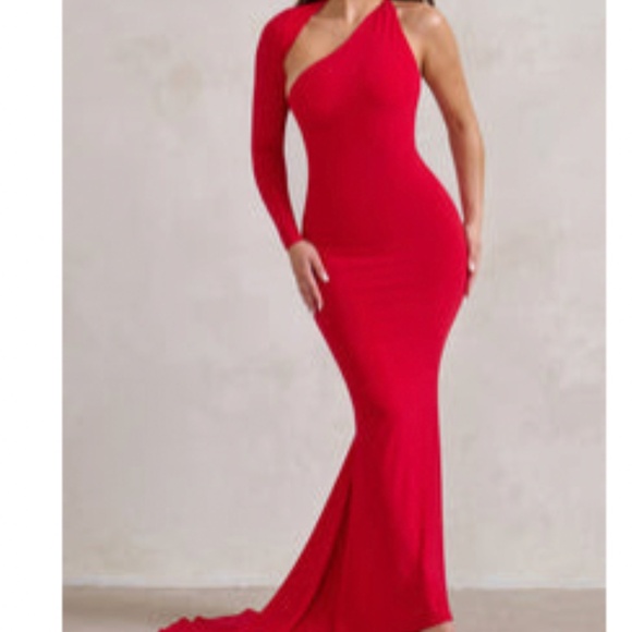 Katarina | Red One Shoulder Fishtail Maxi Dress - Size 8 - Picture 1 of 4
